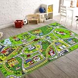 Booooom Jackson Car Rug Kids Area Rug Play Mat 60"x32"&comma;TrainTrack Car Mat&comma;Children Non Slip City Road Floor Carpet for Playroom Bedroom