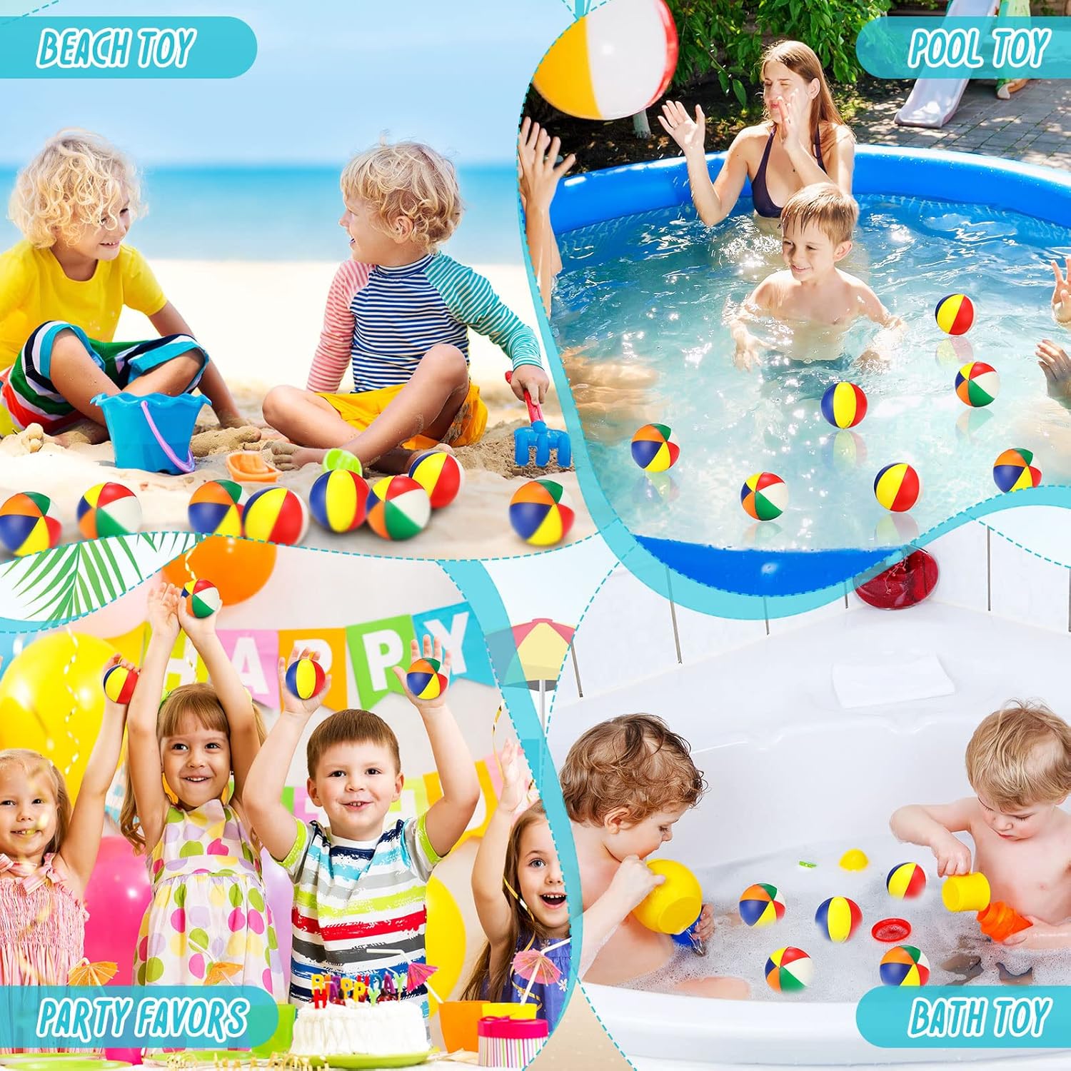 36 Pcs Beach Stress Ball 2.5 Inch Summer Mini Stress Relief Balls Rainbow Squeeze Toys Pu Foam Squeezy Toy for Girls Boys Adults Beach Birthday Party Favors Water Pool Games(Multicolor)