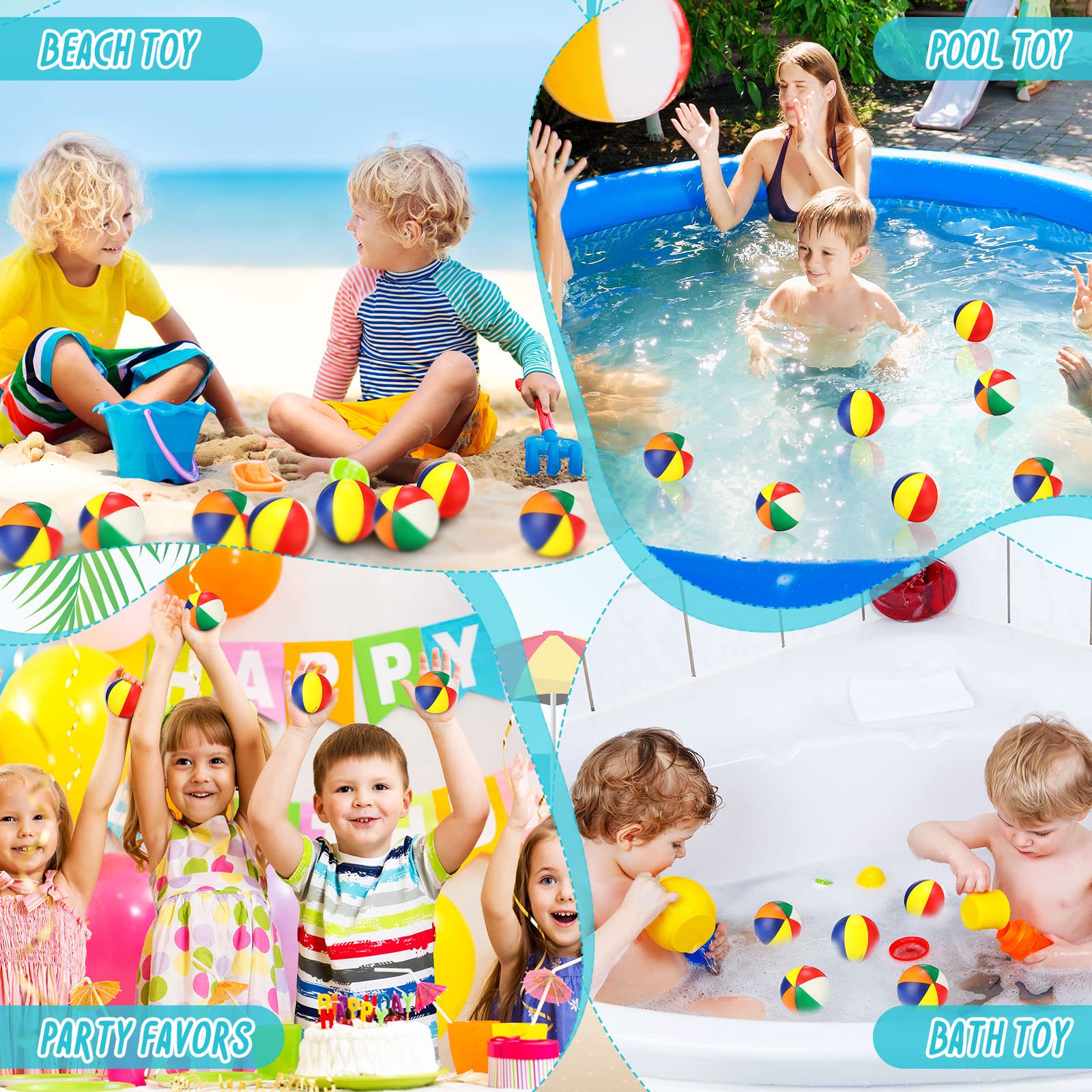 36 bolas de estrés para la playa de 2.5 pulgadas, mini bolas de alivio del estrés, arcoíris, juguetes para apretar, juguete de espuma de poliuretano para niñas, niños, adultos, playa, cumpleaños, 2