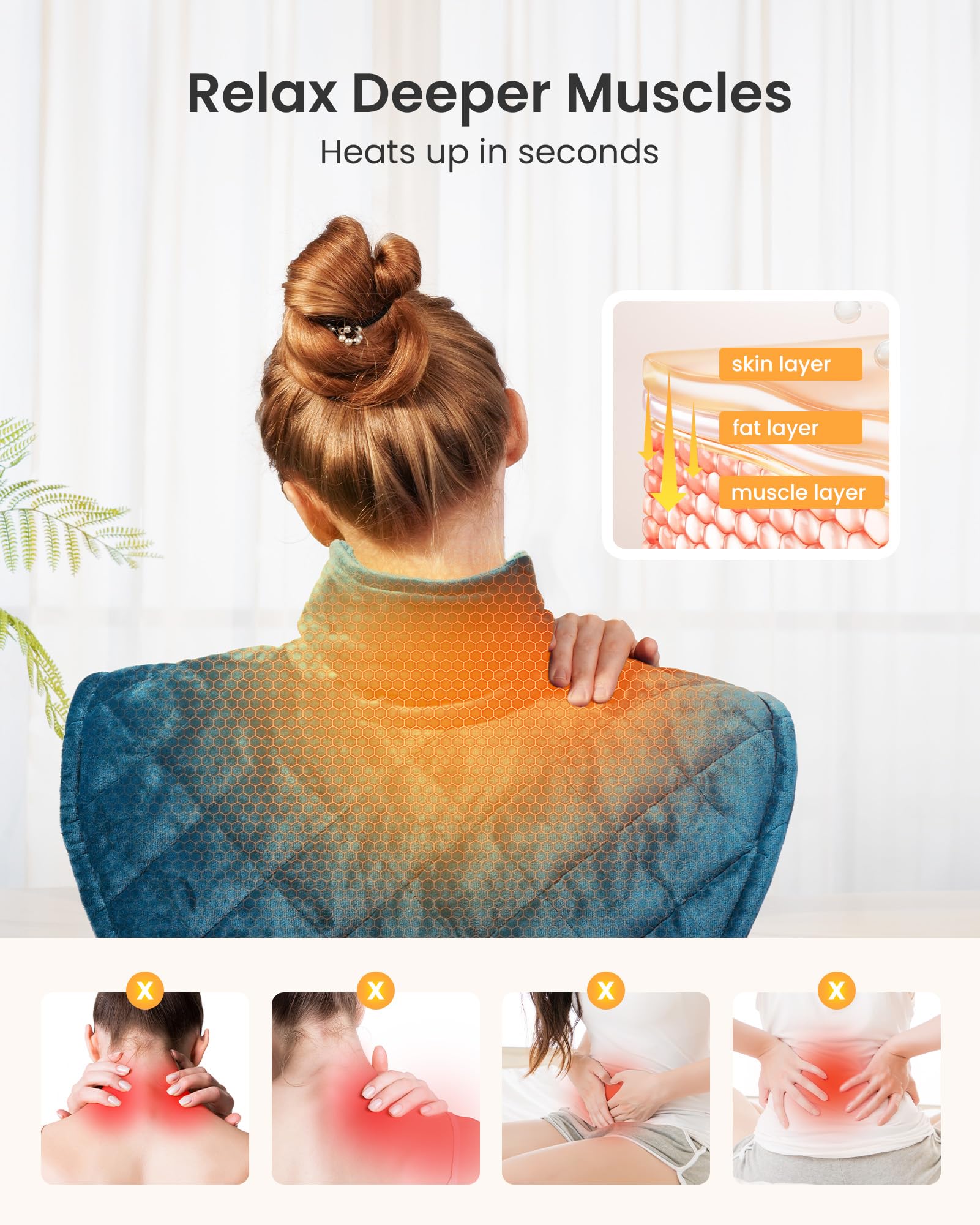 1170G Gewichtetes Heizkissen für Nacken & Schultern – 5 Wärmeeinstellungen, 4 Timer, Abschaltautomatik – Perfekt zur Schmerzlinderung & als Geschenk für Frauen, Männer, Mama & Pap