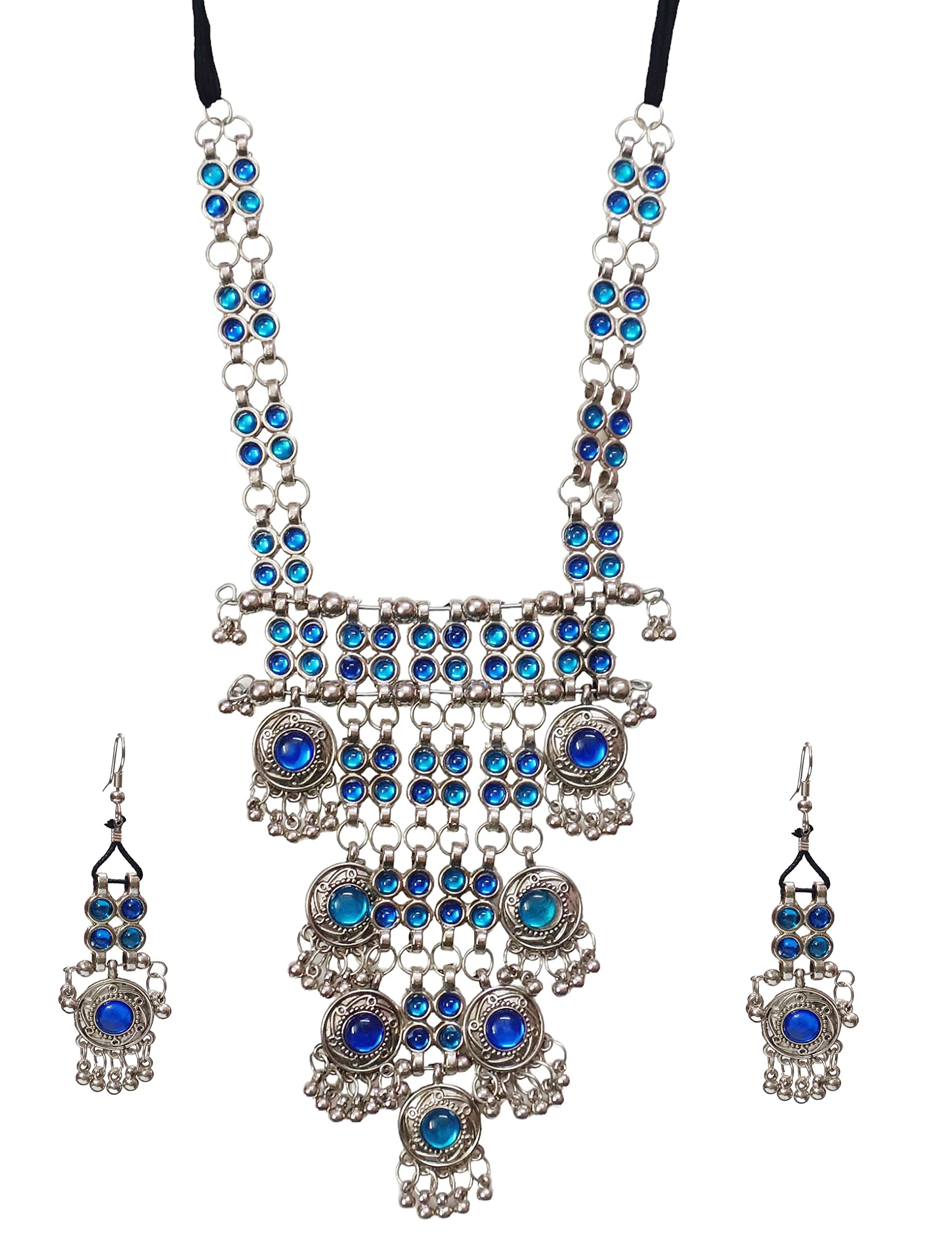 Total Fashion Latest Boho Trible Silver Oxidised Chain Pendant Necklace Jewellery Set Women for Girls (B0BNG2QGTL) Amazon Price History, Amazon Price Tracker