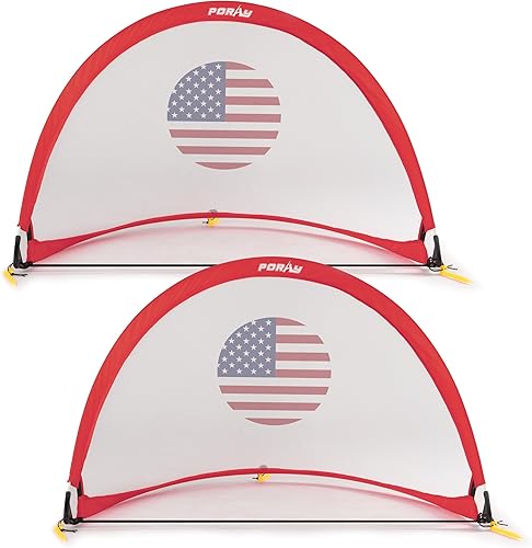 Porayhut Red de fútbol de apertura rápida para niños, juego de 2 estacas portátiles 210D Oxford extra para diversión en el patio trasero