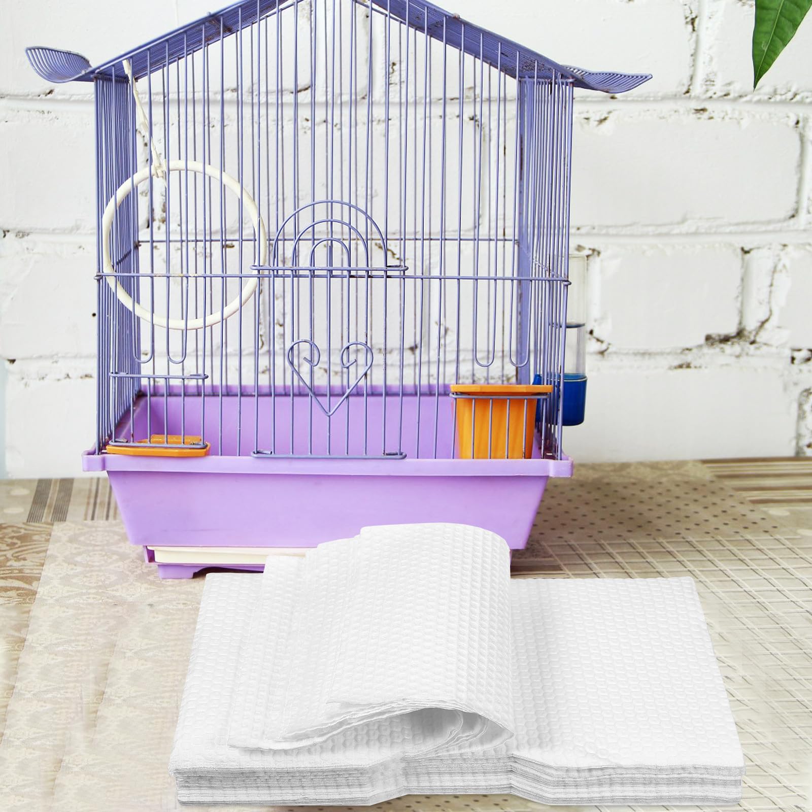 SHINEOFI Lecho 100 Hojas de Papel Blanco Desechable para Pájaros 26x18.5cm Alta Absorción para Mantener el Ambiente Limpio para Jaulas Medianas