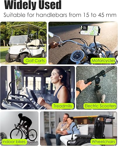 Miniatura 9 de Charchendo Soporte para tablet con mango de silla de ruedas, soporte para tableta de teléfono para silla de ruedas con brazo de aluminio de 9.45