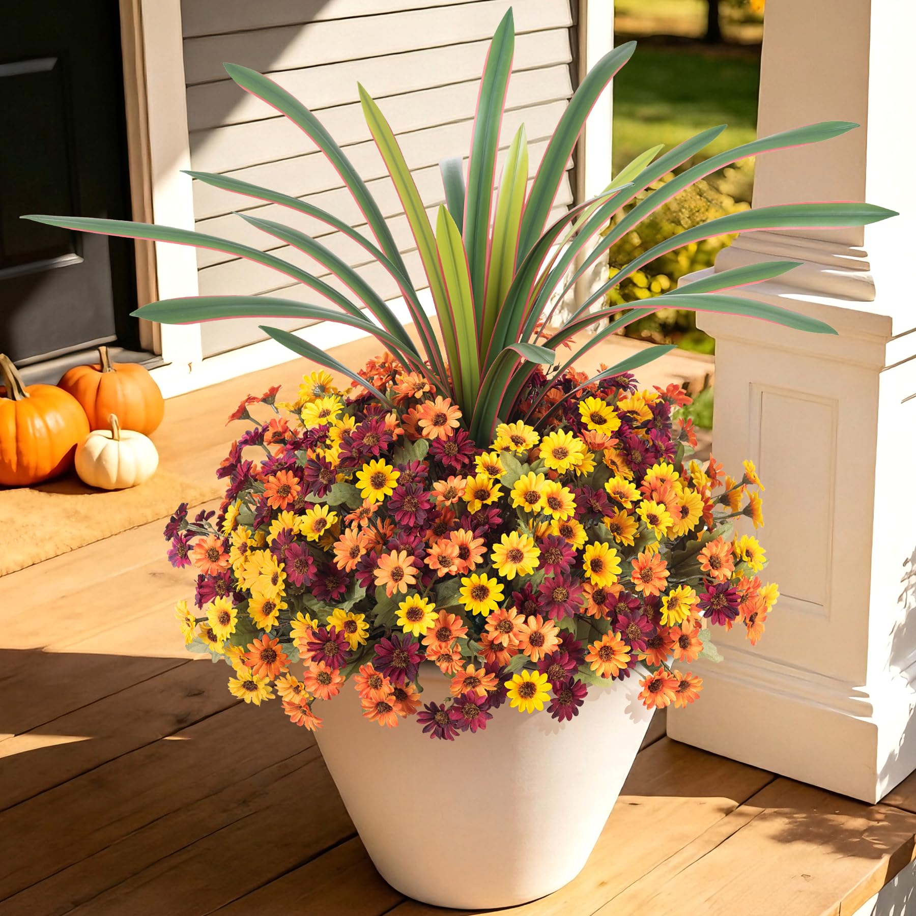 Artificial Fall Flowers Fake Mums Plants for Outdoors Decoration