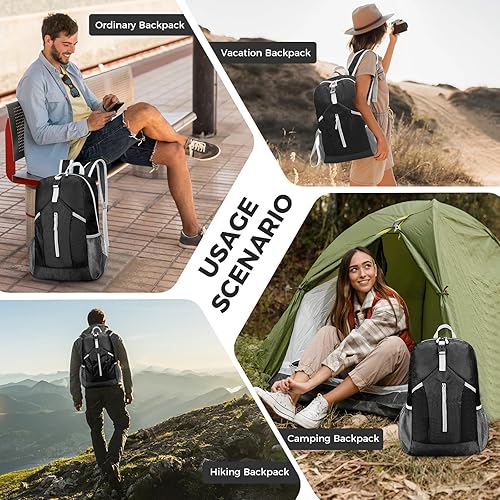 Miniatura 6 de AURUZA Mochila de senderismo de 26 litros, mochila deportiva plegable, equipo de campamento, artículos imprescindibles para viajes al aire libre