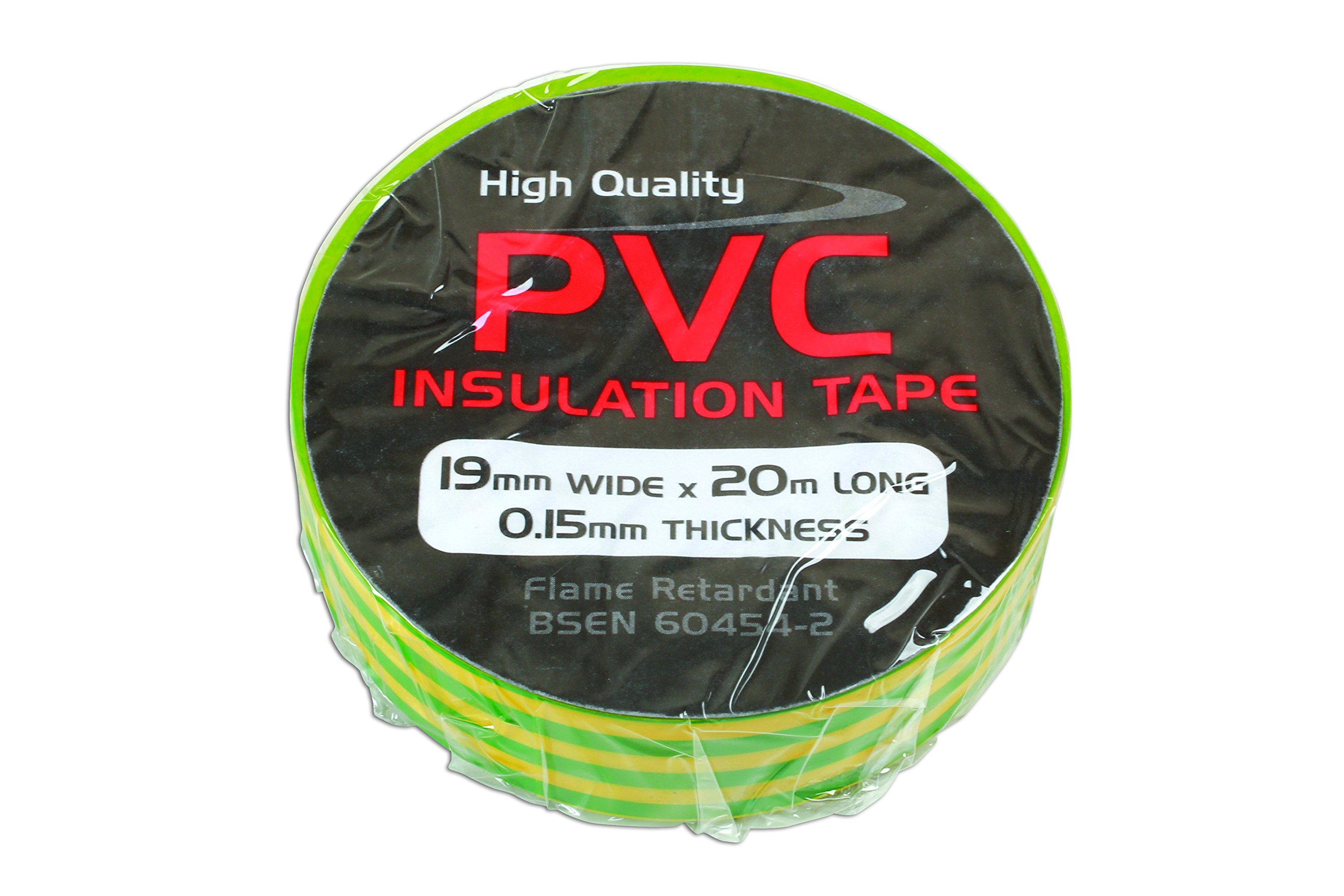 Connect Workshop Consumables Connect Consumables 36891 Green & Yellow PVC Insulation Tape 19mm x 20m Pk 1, Green/Yellow