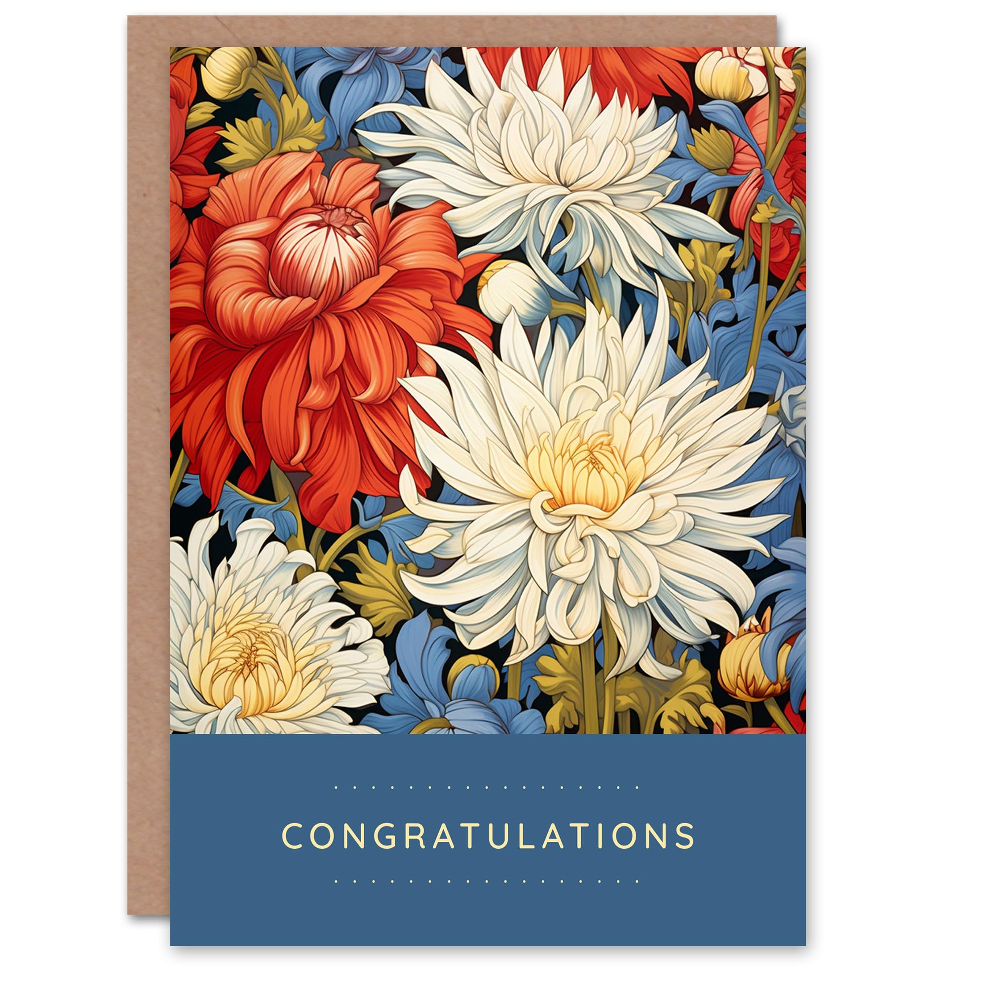 Artery8 Congratulations Greeting Card Chrysanthemum Flower Pattern For Her
