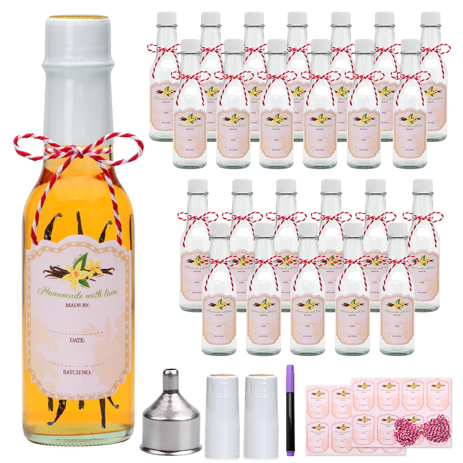 Clear Woozy 5oz Glass Bottles with Shrink Capsules - Set of 25