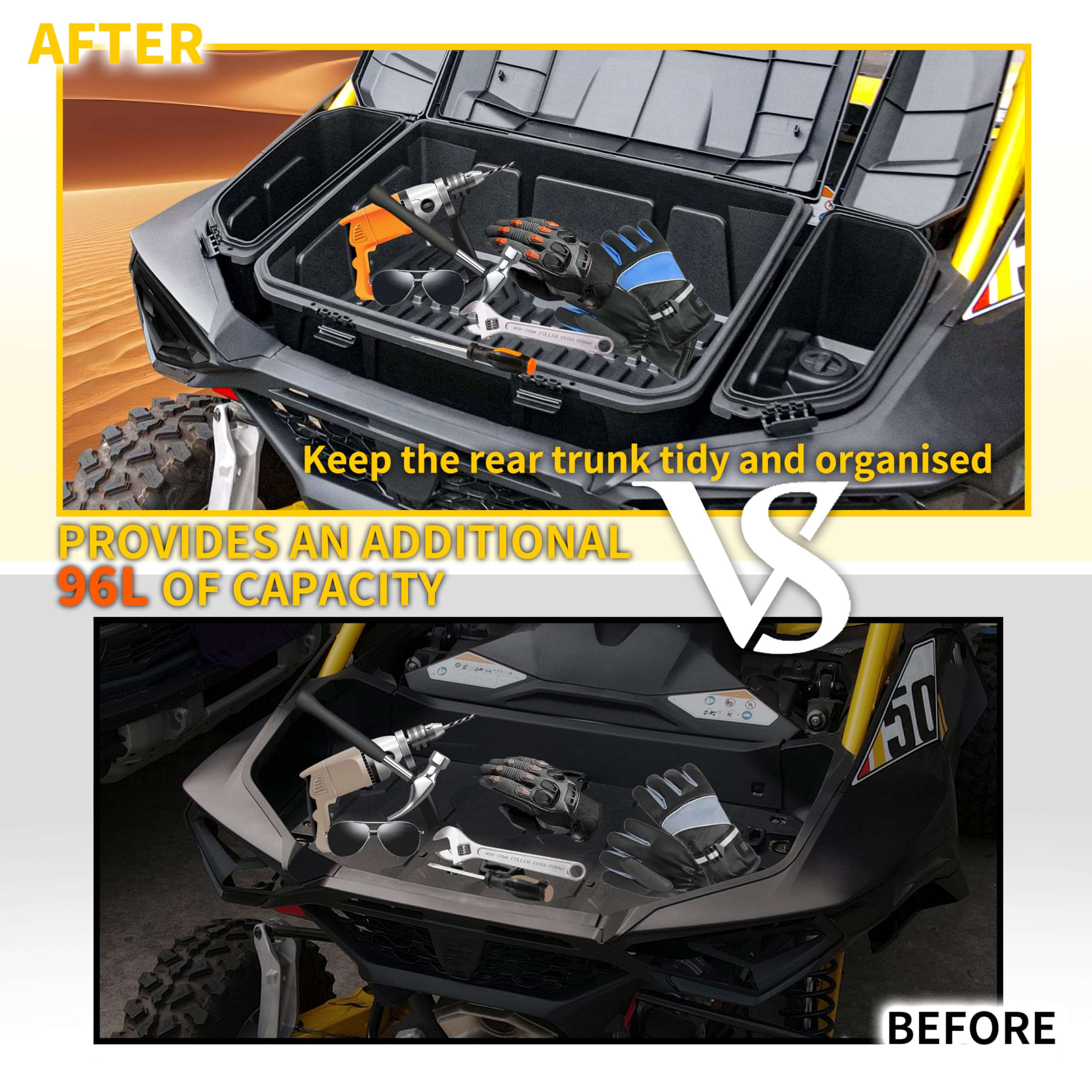 SLORIMOD 96L Rear Cargo Storage Box for Can Am Maverick R 2024+, 25 Gal Large Capacity Rear Cargo Bed Tool Storage Boxes Bin for Can Am Maverick R MAX X RS 2024-2025 Accessories, Replace #715007182