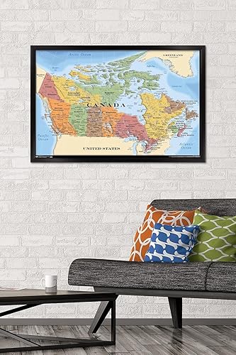 Miniatura 2 de Trends International Map - Póster de pared de Canadá de 22.375 x 34 pulgadas, versión con marco en color negro