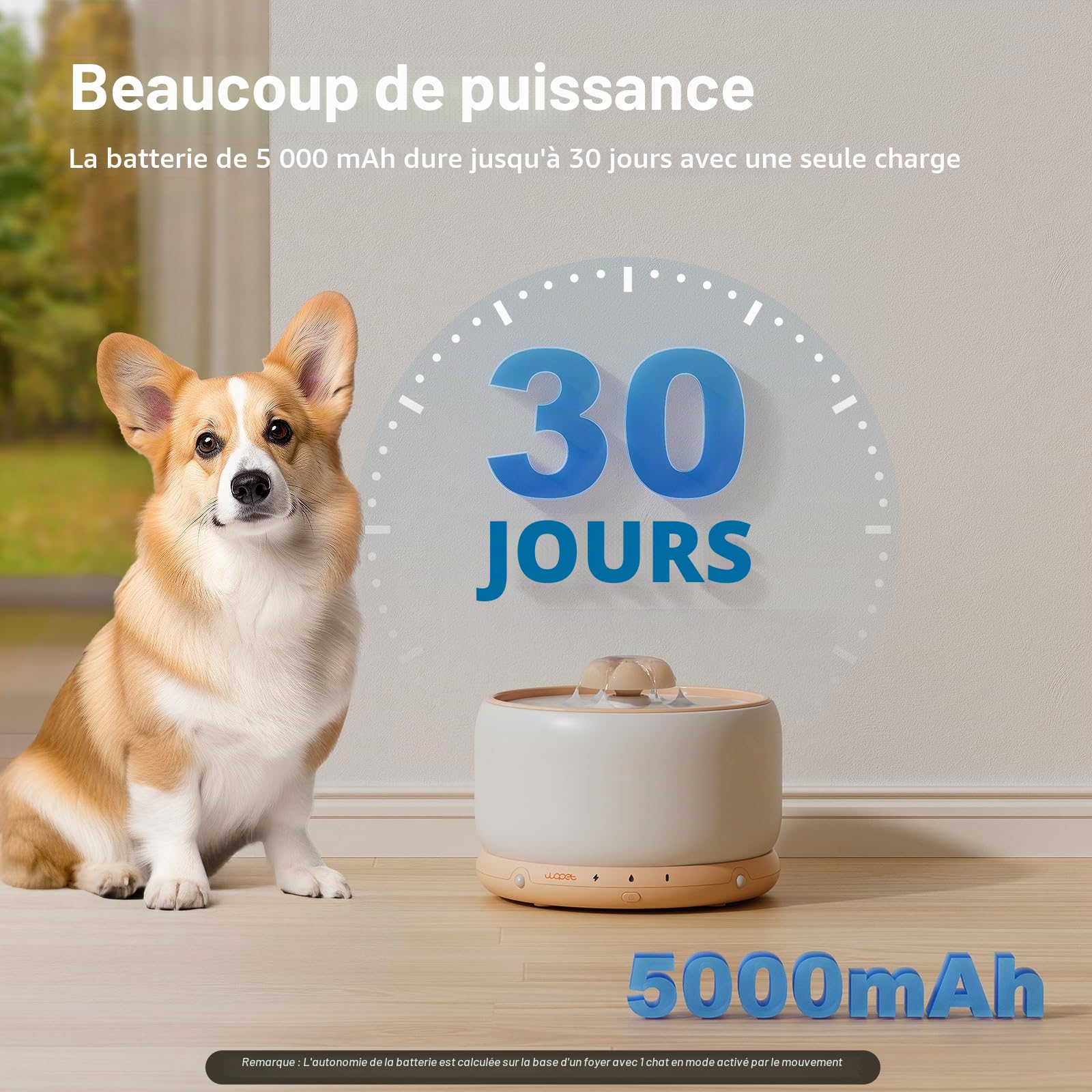 WOPET Fontaine à eau sans fil en céramique pour chat avec batterie rechargeable de 5000 mAh, distributeur d'eau de qualité supérieure de 3 L pour chats et petits chiens, ultra silencieuse et triple