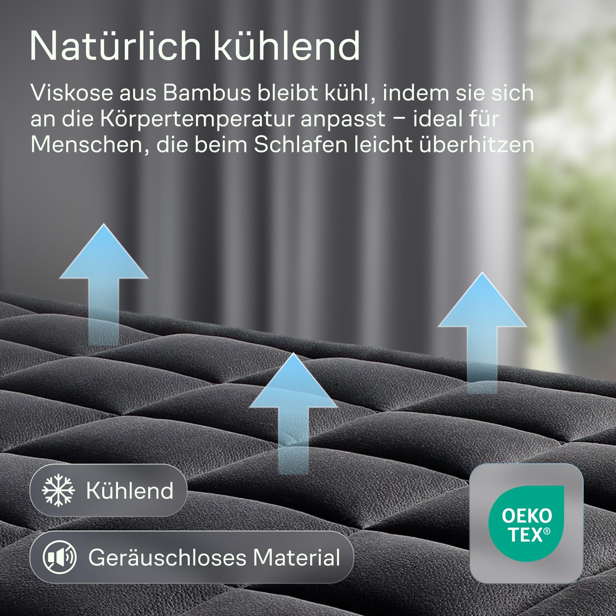 Schwarz Cloud Comfort Matratzen Topper – Ultraweicher, atmungsaktiver und kühlender Schutz aus Bambusviskose – 160x200cm, optimale Liegehöhe