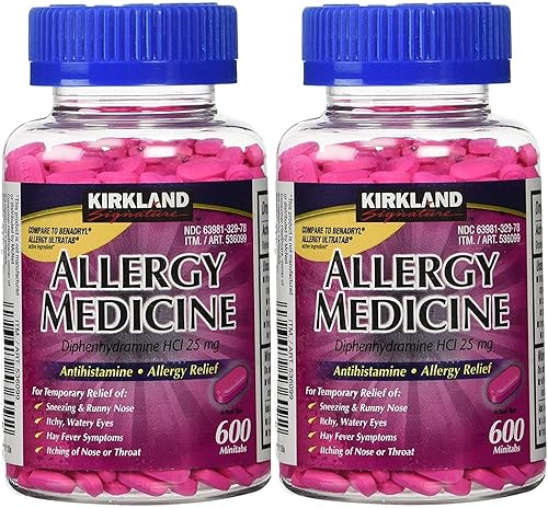 Kirkland Signature Allergy Medicine Diphenhydramine HCI 25 mg - 600 Minitabs - Paquete de 2