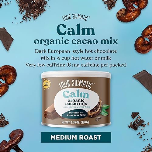 Miniatura 6 de Four Sigmatic Mezcla de cacao caliente de hongos con Reishi  Hongo Reishi orgánico con cacao en polvo  Alivio del estrés y apoyo para dormir