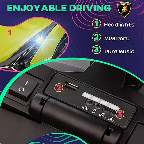 Miniatura 4 de Aosom Lamborghini SIAN FKP 37 - Auto de empuje con música almacenamiento debajo del asiento auto deslizante de pie a piso para niños pequeños con