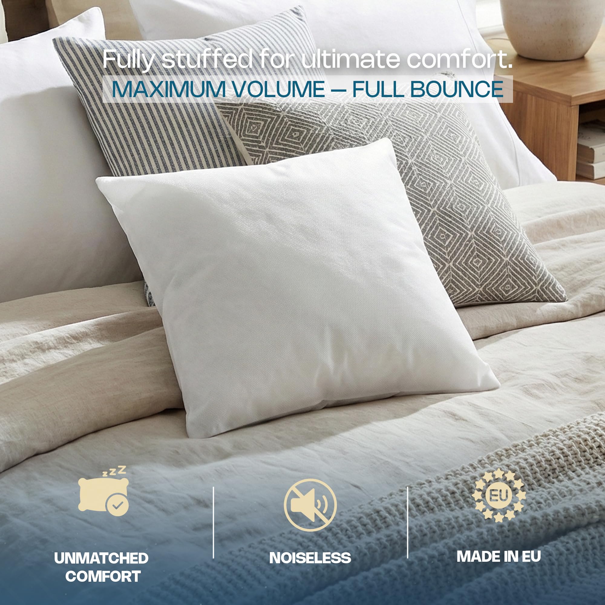 SuperKissen24. Lot de 6 Oreillers Moelleux - Coussin avec Garnissage Fibre Polyester - Lavable Rembourrage Coussin - Hypoallergenique Coussin de Canapé Decoratif - Good Sleep Blanc 40x40 cm