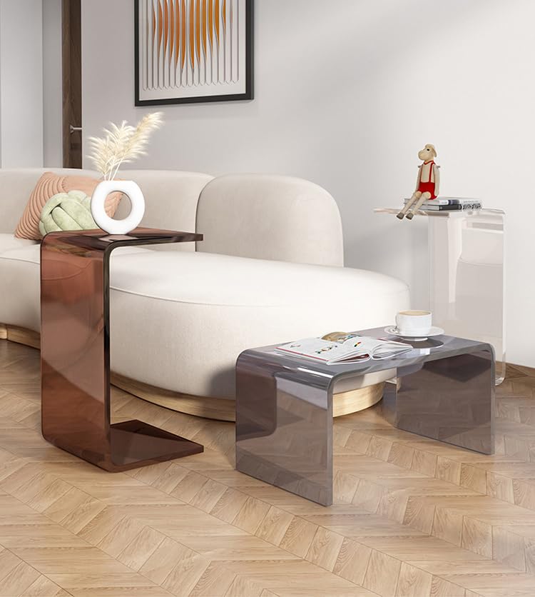 Miniatura 4 de Mesa C de acrílico, mesa auxiliar transparente multiusos, mesa auxiliar para laptop, mesa auxiliar acrílica en forma de C para dormitorio, sala de