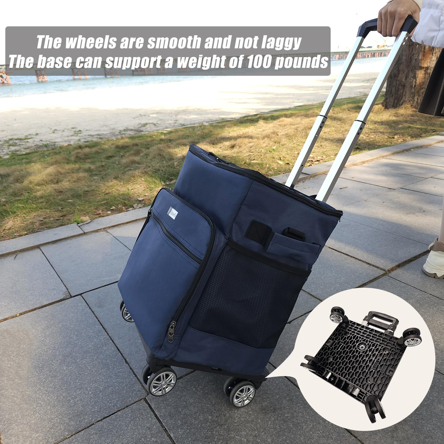 Grand Sac Isotherme 40L Sac Glacière Étanche Facile à Nettoyer avec andoulière Amovible pour Plage Pique Camping