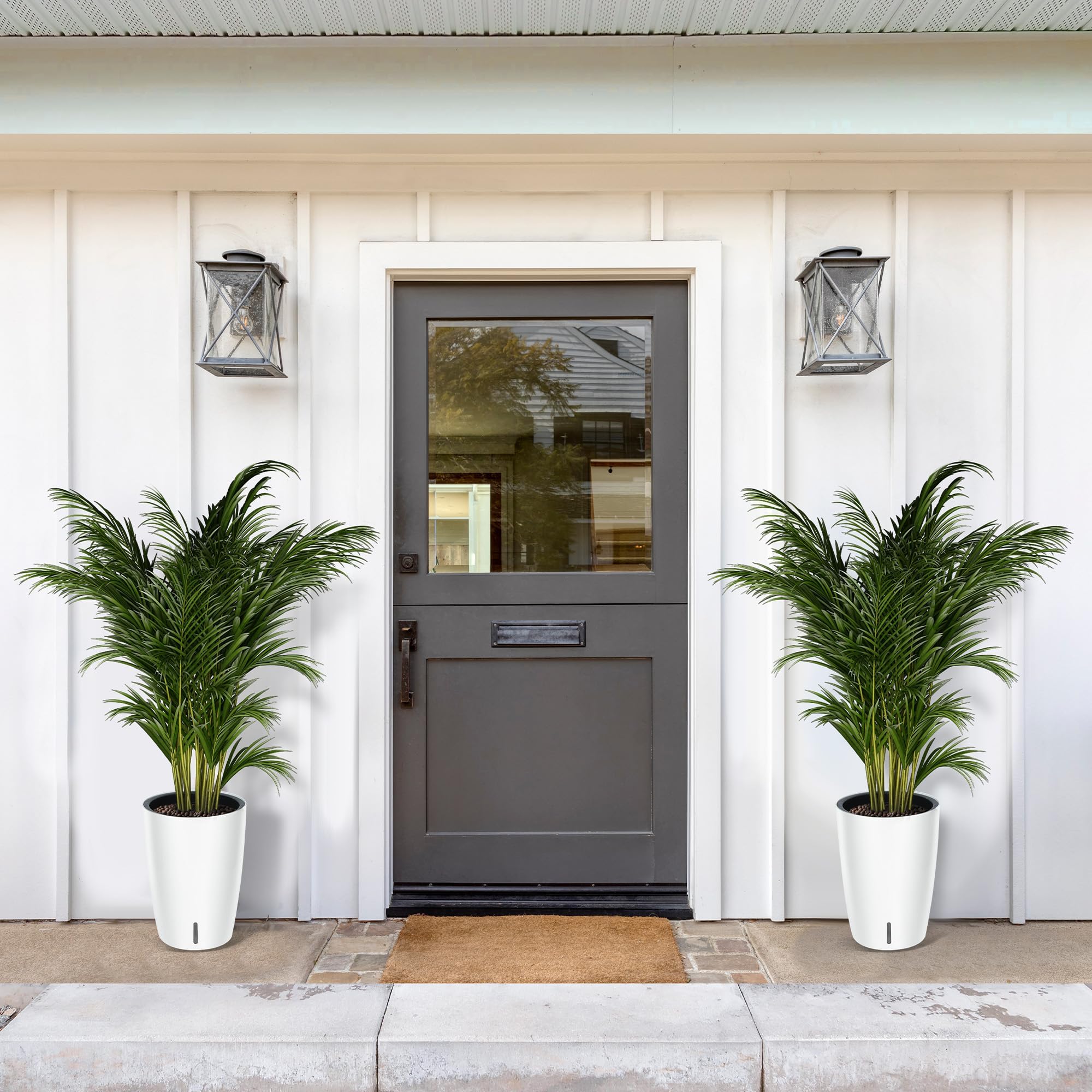 Set di 2 vasi da fiori alti 16"per piante autoirriganti piante da interno, da fiori drenaggio integrato e design visivo del livello dell'acqua patio, veranda, soggiorno o ufficio domestico