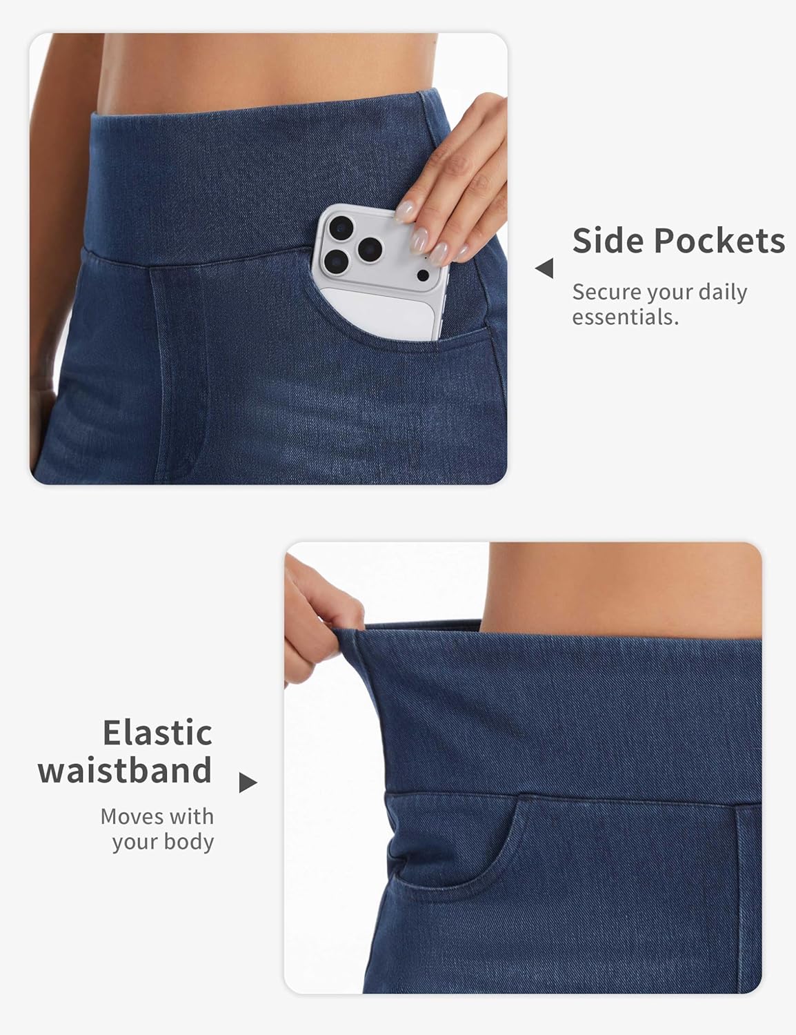 THE GYM PEOPLE Women's High Waist Stretchy Denim Skirt Knee Length Slim Fit Pencil Jean Skirt Back Slit with Pockets