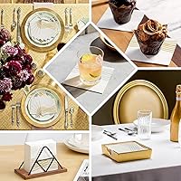 Vista 5 de Efavormart - Paquete de 20 servilletas de cóctel de papel Airlaid con tacto de lino blanco/dorado, servilletas desechables de alta calidad