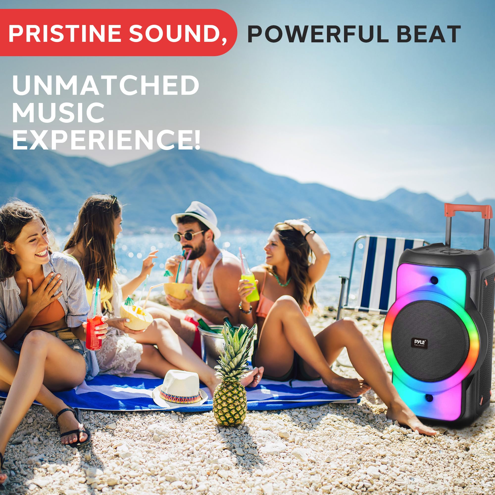 Pyle Audio Large Bluetooth Party Speaker - Big Bluetooth Speaker with True Wireless Stereo System - Enjoy Powerful Bass and Clear Treble - Big Speaker with Carry Bag