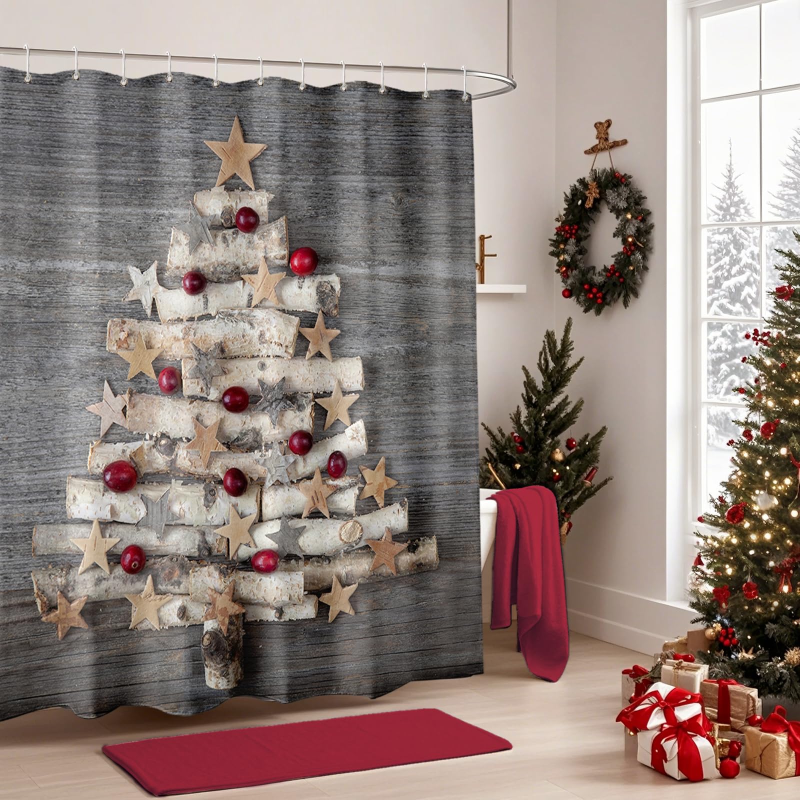 Broshan Duschvorhang, Meeresstrand, Seestern, Seestern, Seestern, Seefische, Seefische, Meeresmuschel, Polyester, wasserdicht, Badezimmerzubehör, 183 cm 72x72 inch Farbe 01