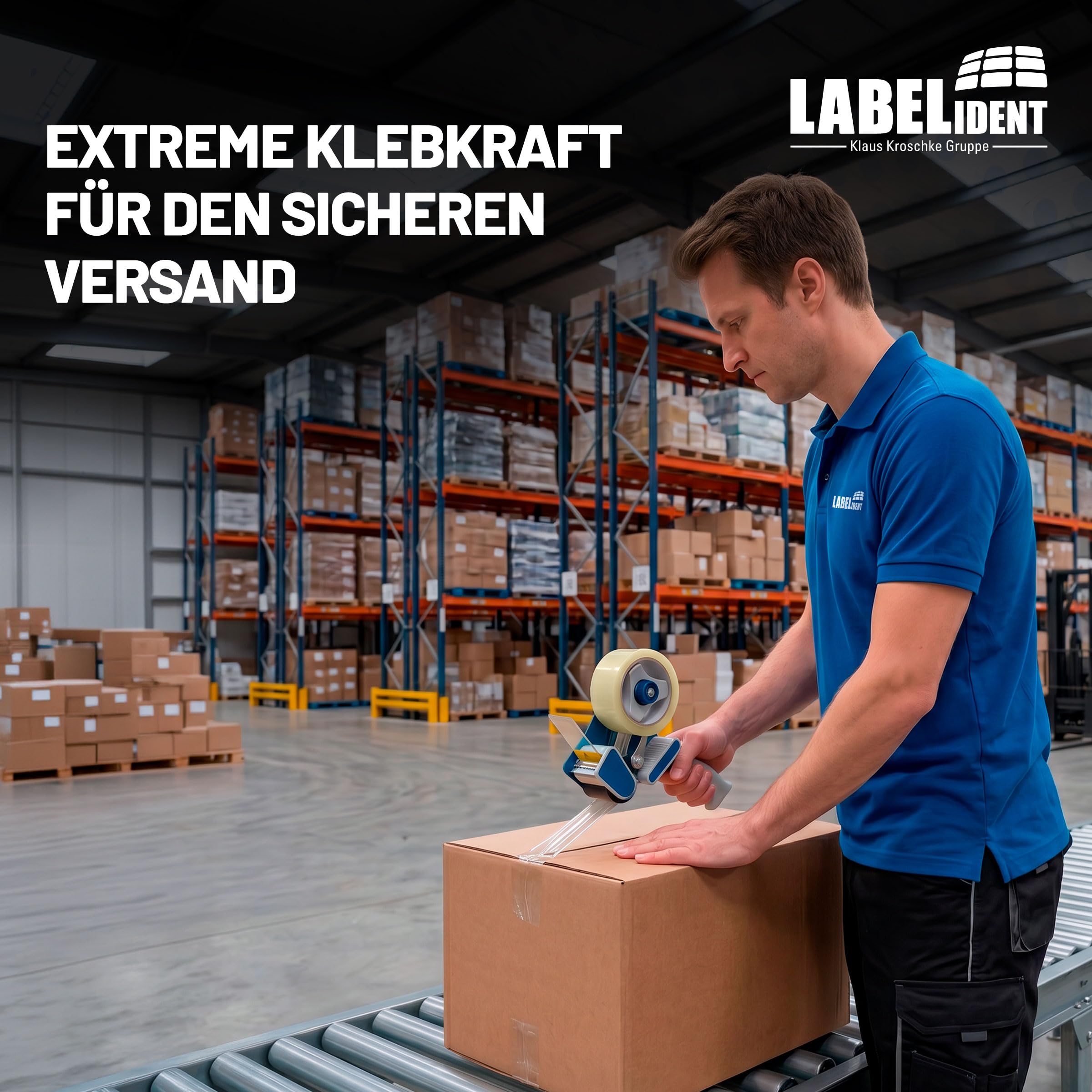 Labelident 36 Rollen Paketband transparent 50 mm x 66 m - leises Packband, geräuscharmes Verpackungsband für Pakete und Versandkartons