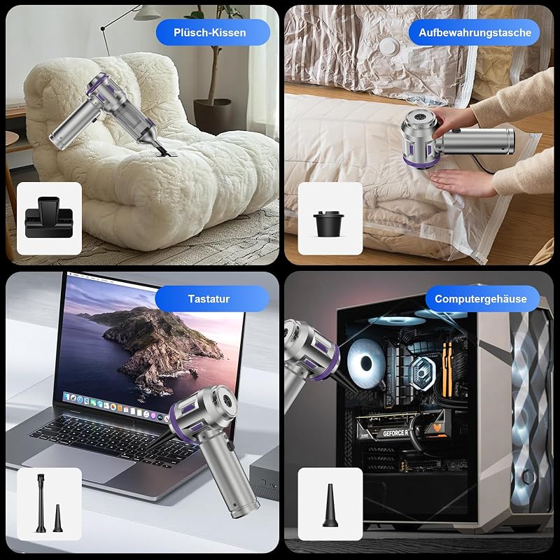 Aspirator vertical fără fir Ludunbuy Lila 26000 Pa, 4 în 1, afișaj digital, autogolire, mini, 6000 mAh, 3 trepte de viteză, pentru păr de animale și canapele