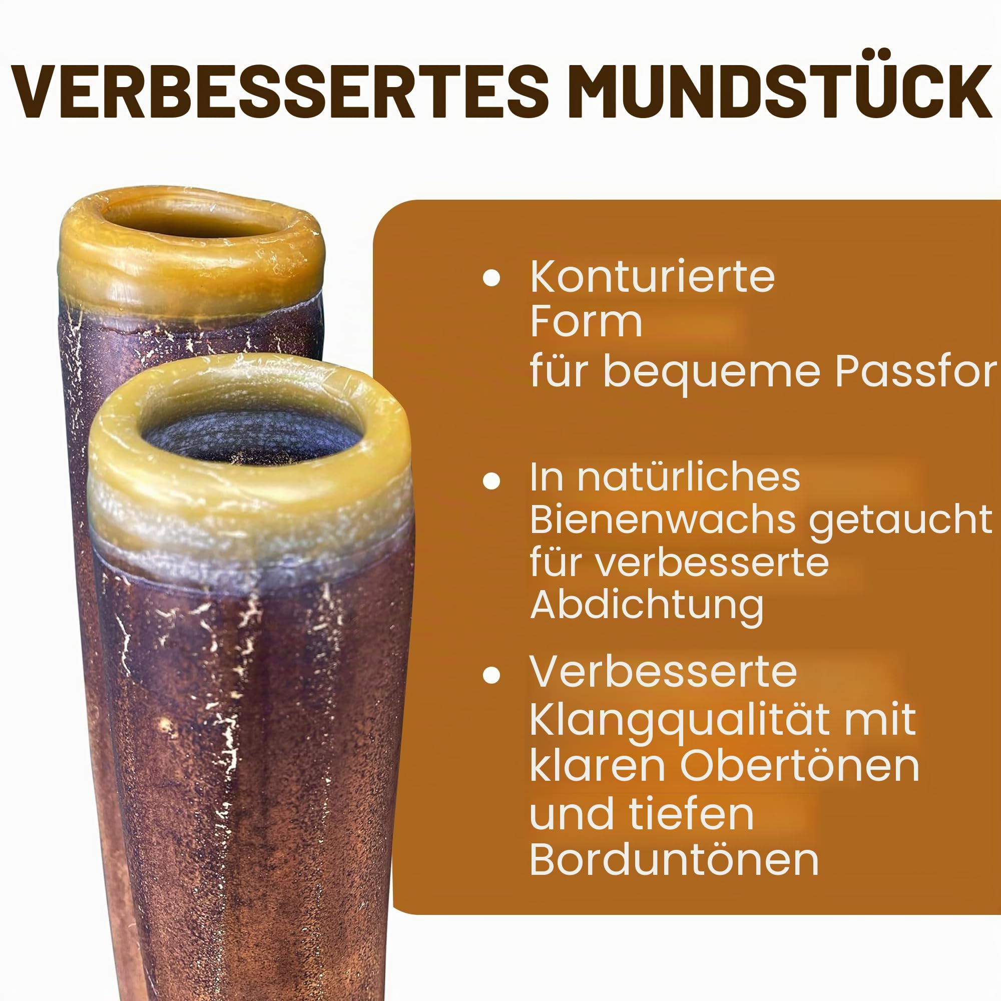 World Percussion USA Handgefeuertes modernes Didgeridoo - Mundstück aus Bienenwachs