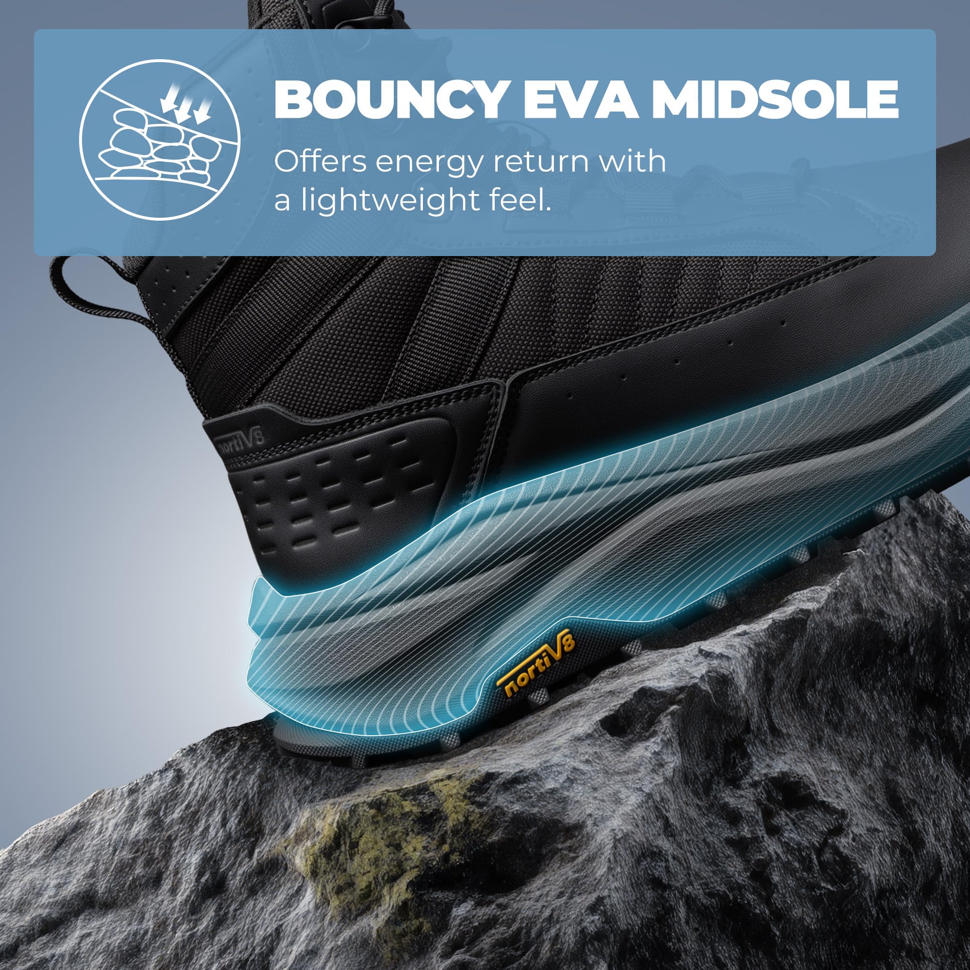 NORTIV 8 Men's Wide Toe Box Work Military Tactical Boots Barefoot Hiking Low Drop Leather Side Zipper Motorcycle Combat Boots Pikes