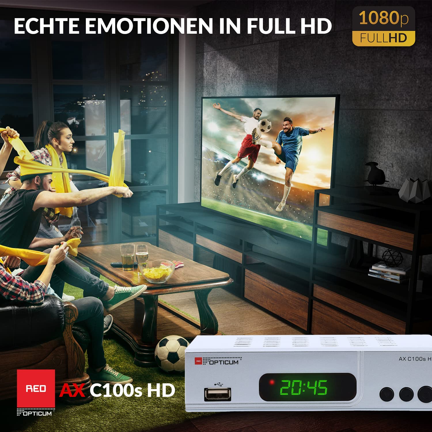 RED OPTICUM AX C100s Digitaler Kabel-Receiver HD - EPG - HDMI - USB - SCART - Coaxial Audio I Receiver für Kabelfernsehen I DVB-C Receiver silber