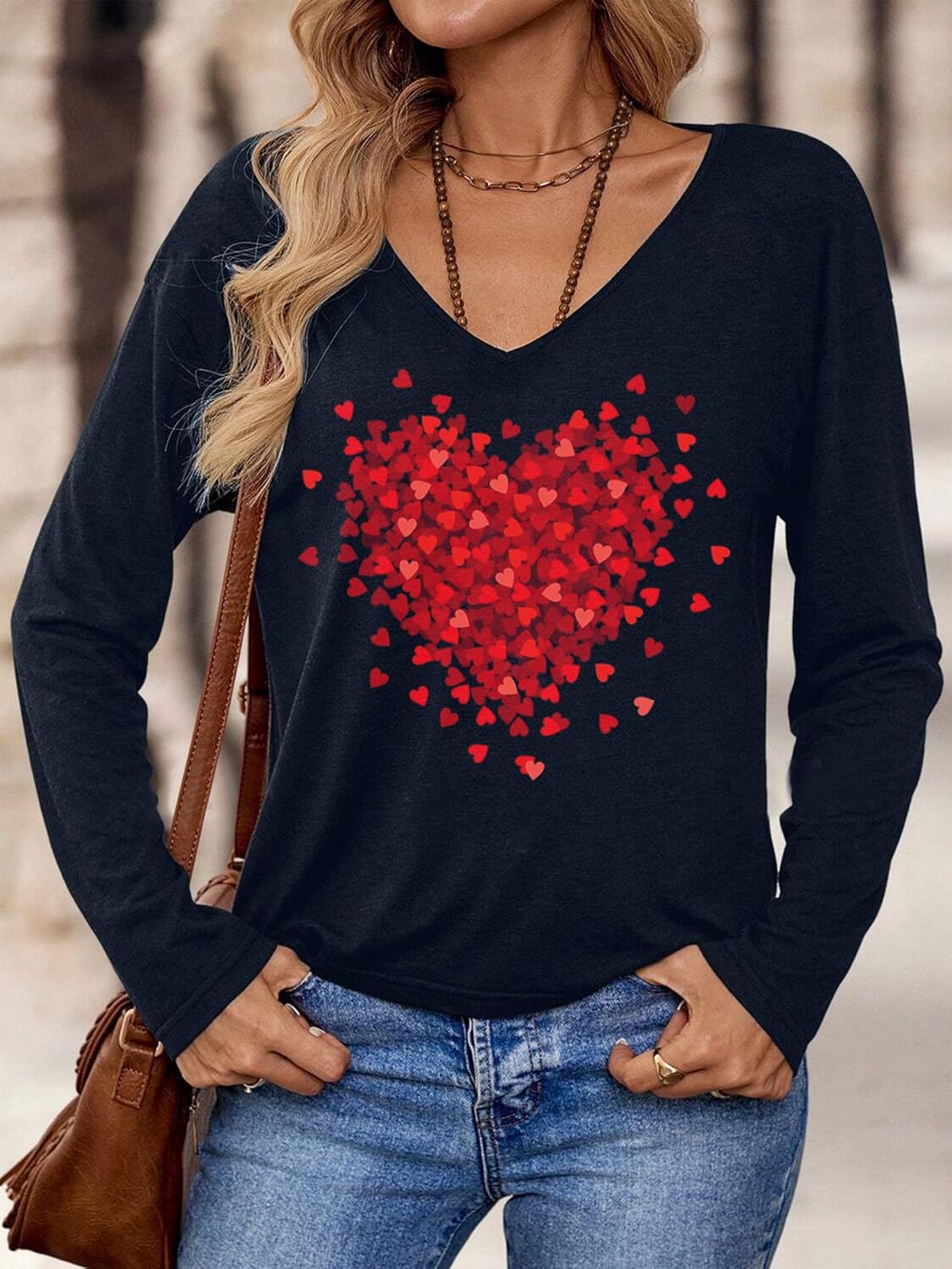 Boho Cow Skull Western Shirts for Women Cowgirl Long Sleeve T Shirt Vintage Country Graphic Tees Causal V Neck Tops - Image 3