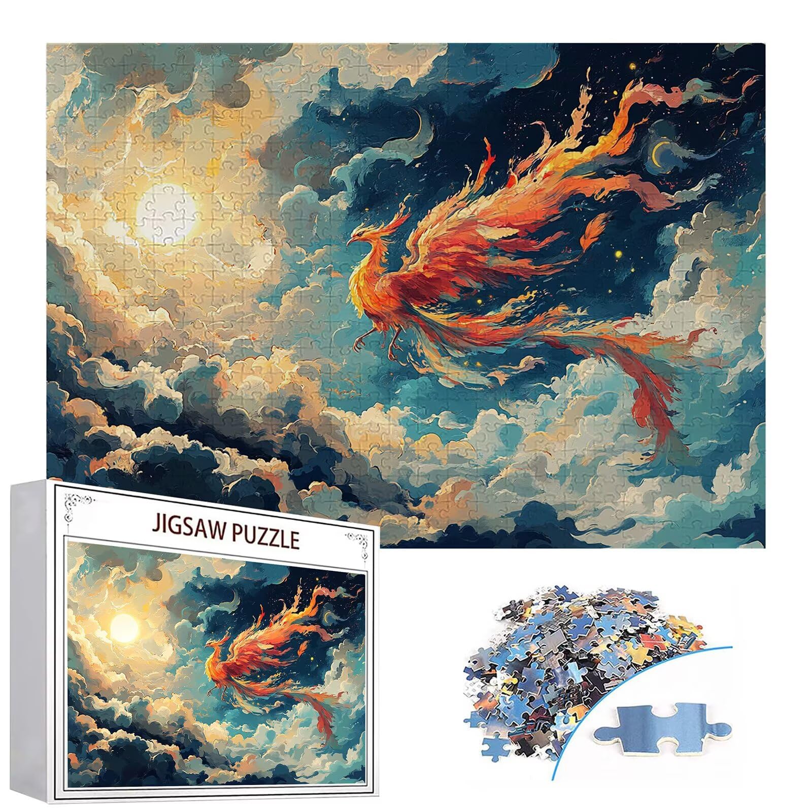 Puzzle 3000 elementów Feniks puzzle dla dorosłych ptak 122 x 81 cm unikalne rzemiosło klasyczne 3D drewniana układanka do rodzinnych gier aktywnych, układanka zrób to sam do dekoracji ścian domu