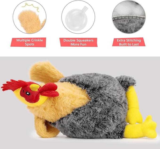 Juguete de Peluche para Perro con Chirrido - Pollo miniatura 3