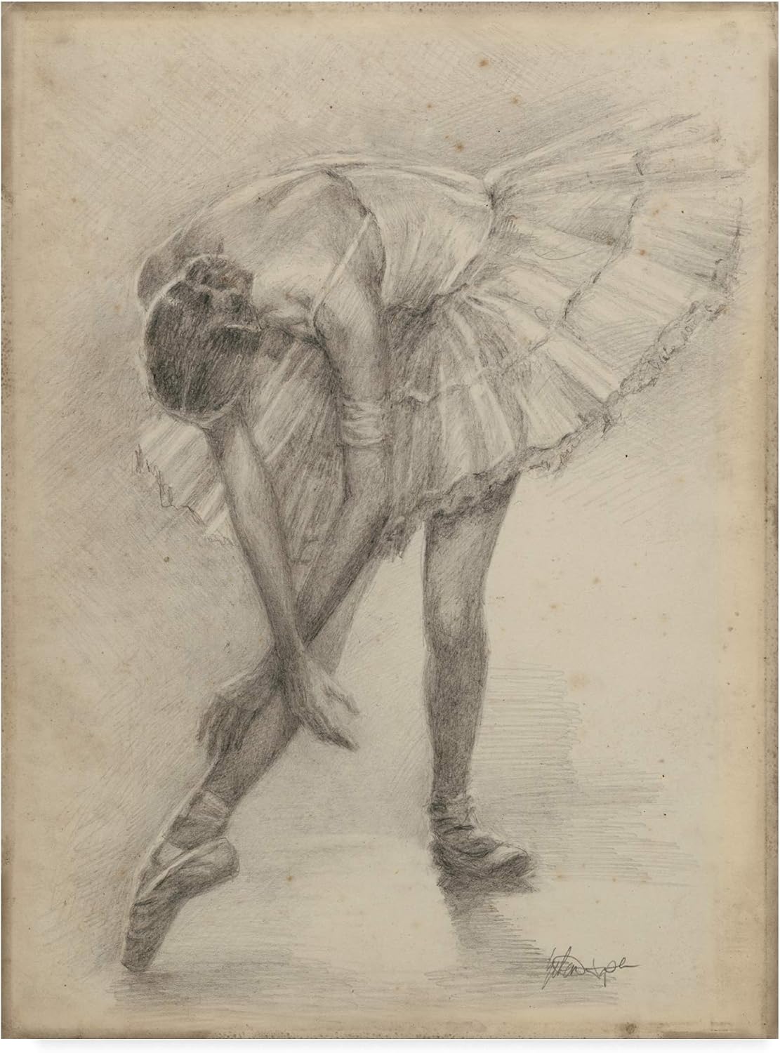 Trademark Fine Art WAG00362-C1419GG Antique Ballerina Study Ii by Ethan Harper, 14x19-Inch, 14 in x 19 in, Multicolor