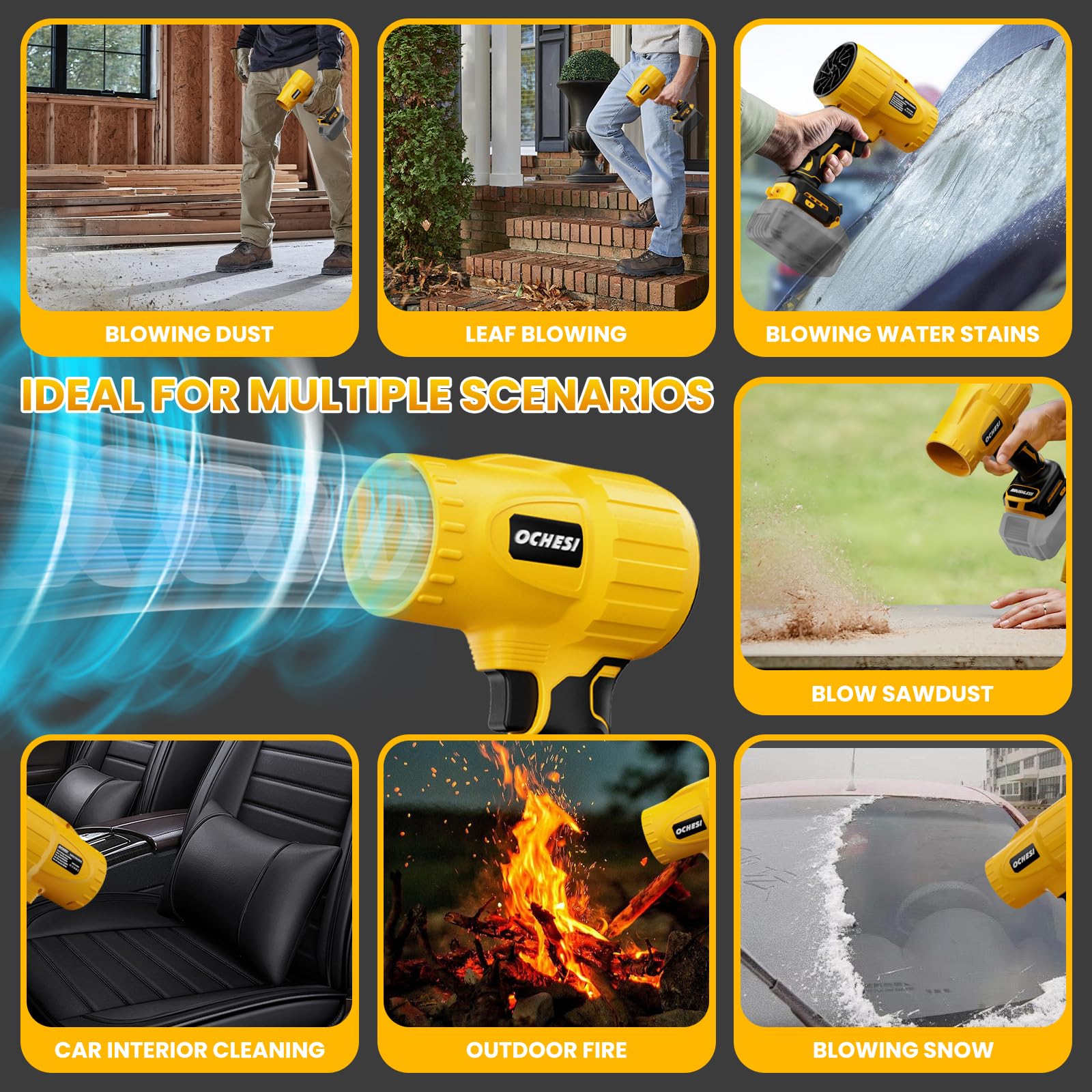 Soffiatore elettrico senza fili per DeWalt 20 V max batteria, motore brushless ad alta velocità, ventilatore a getto portatile per pulizia patio, cura del prato, soffiaggio foglie e polvere (senza