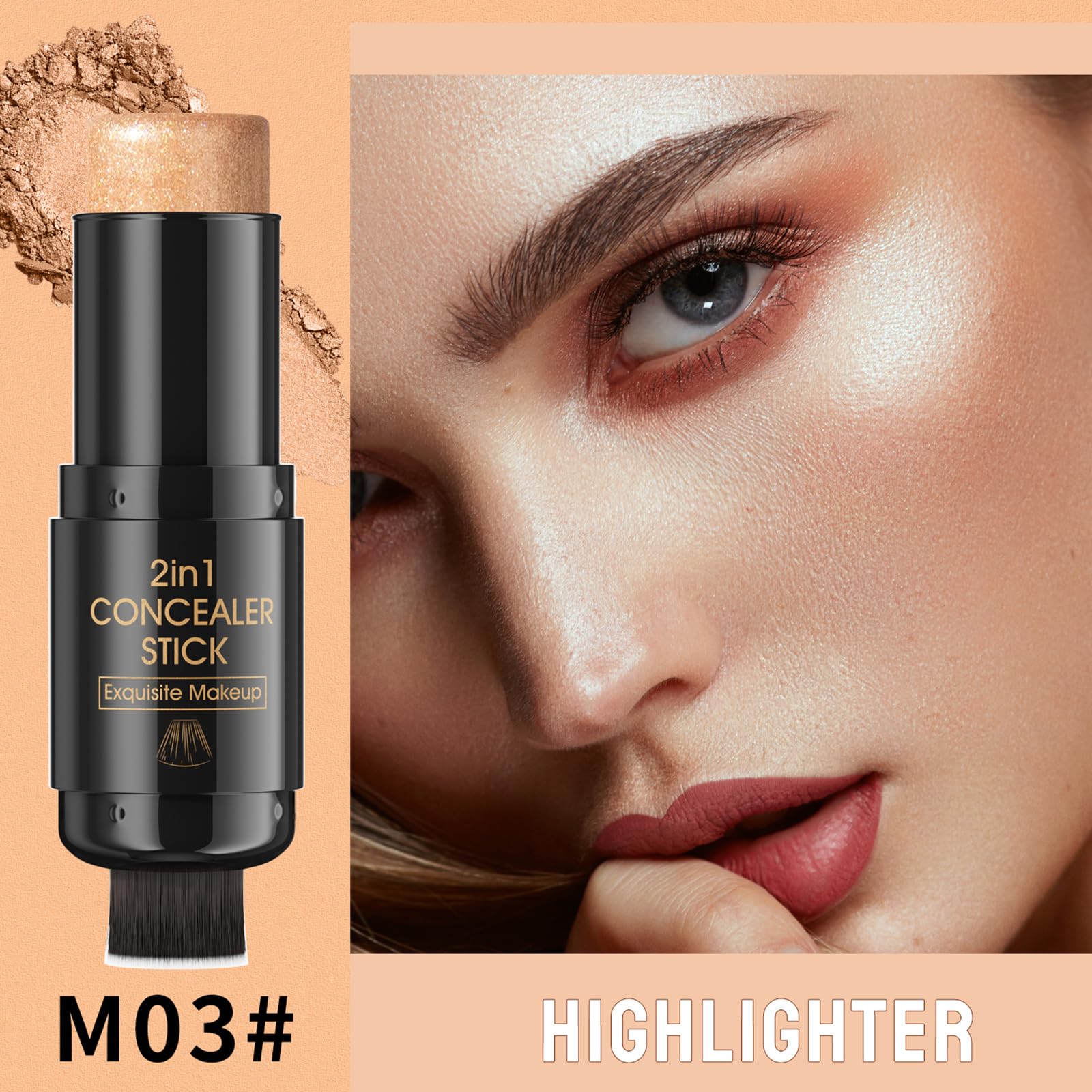 2-in-1 Dual Contour Stick, Cream Bronzer Makeup for Cheeks Nose Jawline Long Lasting Waterproof Blendable Stick - Image 2