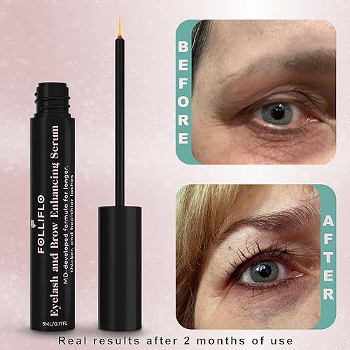 Miniatura 3 de Folliflo by CELL ACCEL - Suero potenciador de pestañas y cejas con aceite de ricino y Panax Ginseng, fórmula para el crecimiento del cabello para
