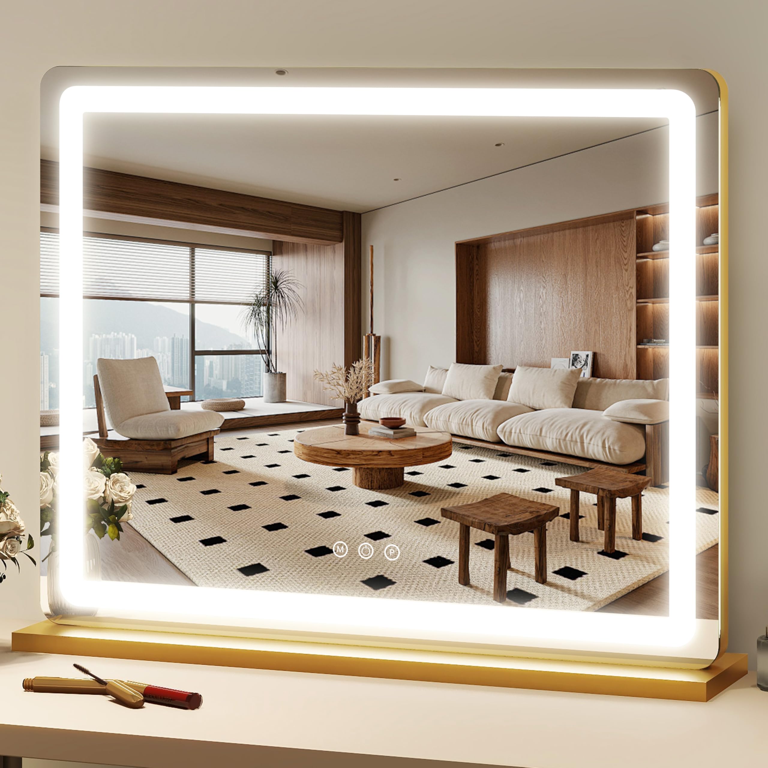 Miroir de maquillage LED FENNIO grand format 58x45 cm pour coiffeuse table