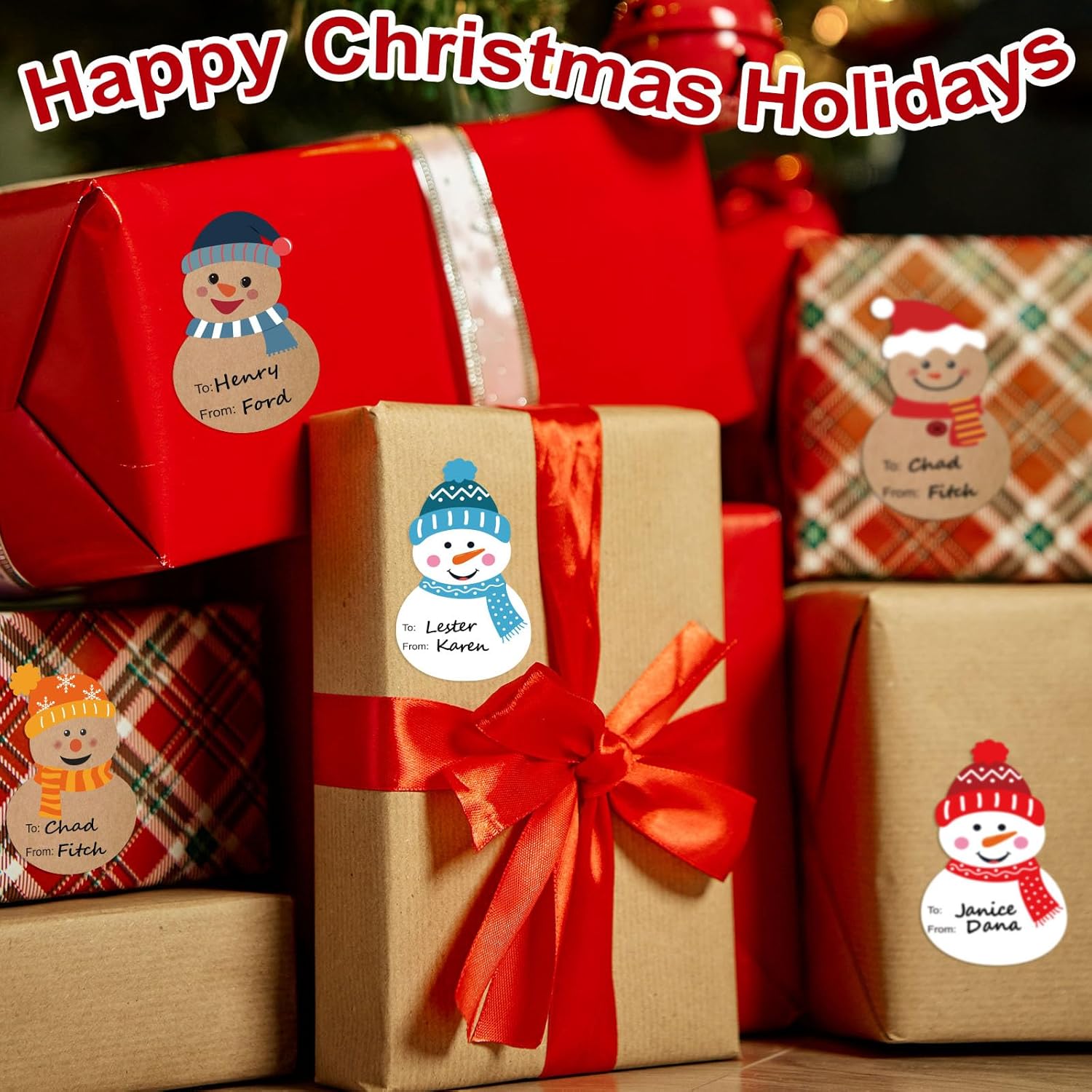 Christmas Gift Tags Stickers, 144 Pcs Gift Labels Stickers, Cute Self-Adhesive Name Tags for Christmas Presents, 2 x 3 Inch to and from Sticker for Xmas Gifts Wrap Presents Box Decoration - Image 7