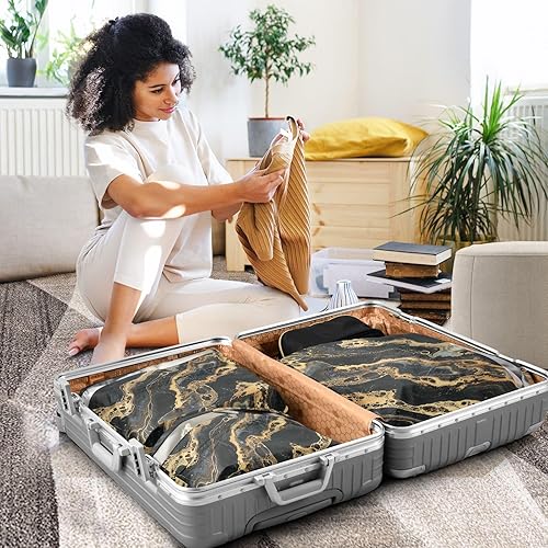 Miniatura 5 de Black Gold Marble Seamless Figure 3 Set Packing Travel Bags Waterproof Closet Organizer Storage Organizers For Travel Organizers And Storage