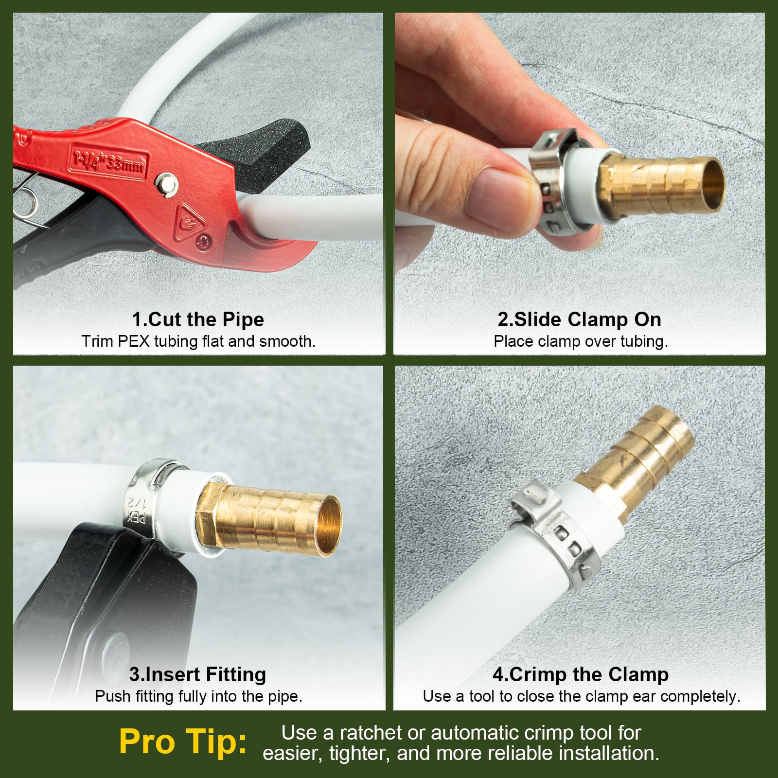 120 Pack 1 2 Inch PEX Cinch Clamps Rings Heavy Duty 304 Stainless Steel Pex Crimp Rings Thickened — view 5