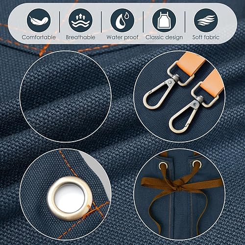 Miniatura 4 de Paquete de 2 delantales de cocina, delantal de chef para hombres y mujeres con correas cruzadas en la espalda y bolsillos grandes, delantales de