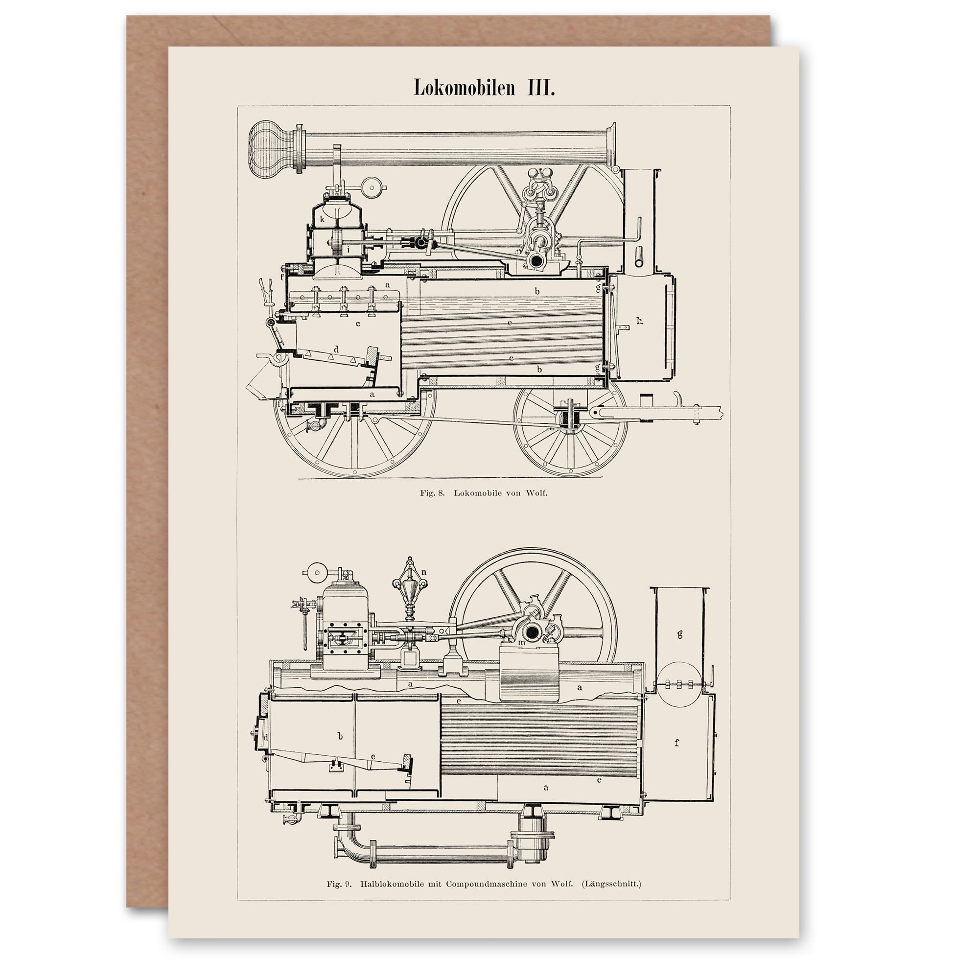 Artery8 Vintage Art Card Locomotive Train Engine Compartments