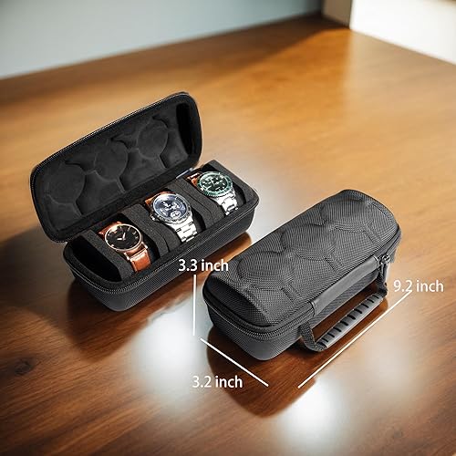 Miniatura 2 de Funda de viaje rígida de 3 ranuras para reloj, caja de almacenamiento y organizador para hombres y mujeres, con almohada de reloj antimovimiento