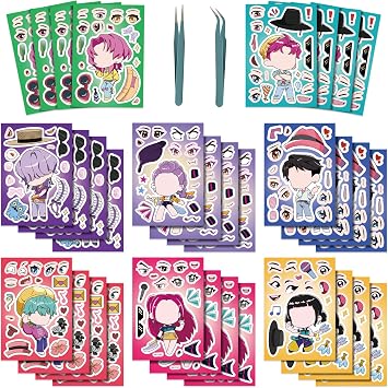 32 Sheets Make a Face Kpop Stickers, Make Your Own DIY Stickers for Kids