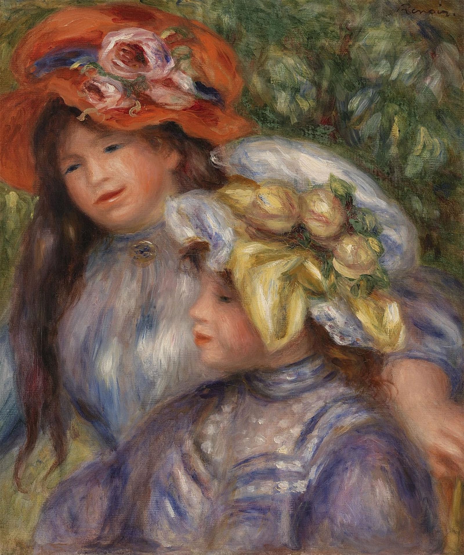 ARTXLXXBN Famous Art Print Poster Vintage Wall Art Deux Fillettes by Pierre Auguste Renoir Canvas Art Poster for Home Decor 60x90cm
