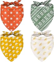 Whaline 4-Pack Boho Rainbow Dog Bandanas - Reversible Washable Pet Scarves, Yellow Green Red Neckerchiefs for Puppy Costumes